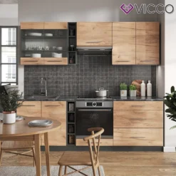 Vicco Küchenzeile Fame-Line Anthrazit Goldkraft 235 Cm Holzwerkstoff -Vidaxlko Verkaufe 65926e4c6bd598711a554929ccf6ccb0