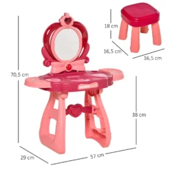 HOMCOM Kinderschminktisch Mit Spiegel Hocker Frisiertisch Mit Reichhaltigem Zubehör 5 Musikstücke Licht Für Mädchen Ab 3 Jahre Anti-rutsch Platzsparend Kunststoff Weinrot+Rosa 57 X 29 Cm X 70,5 Cm -Vidaxlko Verkaufe 666e7bbaa25d88663769a100516cb248