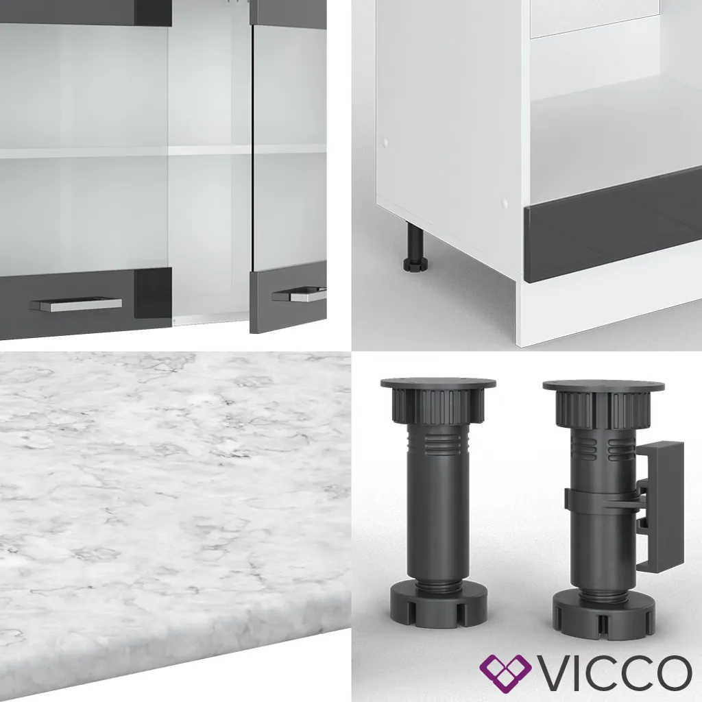 Vicco Eckküchenzeile R-Line Weiß Anthrazit Hochglanz 227 X 287 Cm Holzwerkstoff 6 Vicco Eckküchenzeile R-Line Weiß Anthrazit Hochglanz 227 X 287 Cm Holzwerkstoff – Bild 6