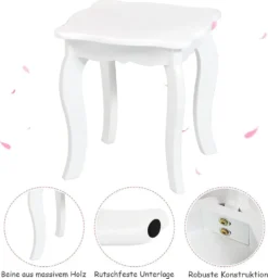 COSTWAY Kinder 2in1 Schminktisch Set Frisiertisch Mit Dreifach Klappbarem Spiegel Schublade Und Schminkhocker Weiß -Vidaxlko Verkaufe 67baeebf441d982ec40a471e3ffa4c7e