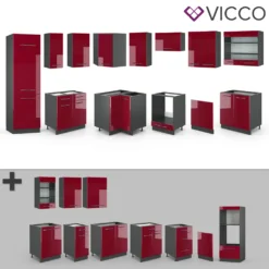 Vicco Eckküchenzeile Fame-Line Anthrazit Bordeaux-Rot Hochglanz 227 X 287 Cm Holzwerkstoff -Vidaxlko Verkaufe 680ec73bfc0d206b13492457d72eb1cd