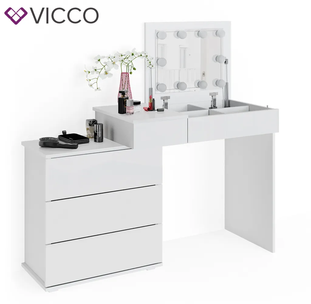 Vicco Schminktisch Frisiertisch Frisierkommode Lotos Weiß Mit LED Beleuchtung 7 Vicco Schminktisch Frisiertisch Frisierkommode Lotos Weiß Mit LED Beleuchtung – Bild 7