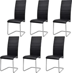 VidaXL Freischwinger 6 Stk. Schwarz Kunstleder