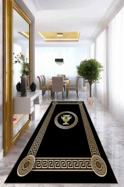 Teppich & Läufer Olymp Flach 7x Größen Schwarz & Gold 6mm HLO-JE43 160x230 Cm (3,68m²) -Vidaxlko Verkaufe 69ff14e6584149470fc7861f425df334