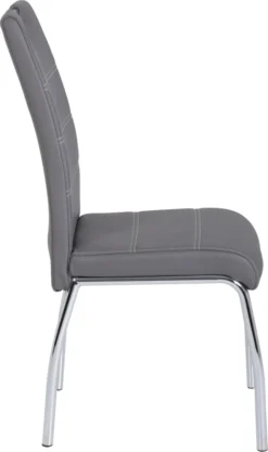 4er Set Vierfußstuhl Susi - Kunstleder Grau - Metallgestell Chrom - Bügelgriff - Belastbarkeit Ca. 120kg -Vidaxlko Verkaufe 6adcab54cf5115a50bb8b58e617e3d02