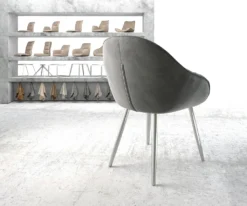 DELIFE Armlehnstuhl Gaio-Flex Samt Grau 4-fuß Konisch Edelstahl -Vidaxlko Verkaufe 6c11369f4818473f162943cc9cf5b6e9