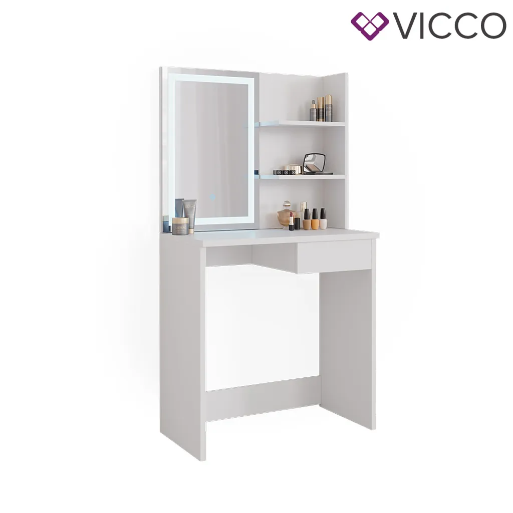 Vicco Schminktisch Dekos + LED Spiegel Weiß 75 X 141 X 40 Cm Holzwerkstoff 7 Vicco Schminktisch Dekos + LED Spiegel Weiß 75 X 141 X 40 Cm Holzwerkstoff – Bild 7