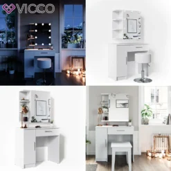 Vicco Schminktisch + Spiegelschrank + Hocker Fynnia Weiß 80,2 X 74 X 44,3 Cm Holzwerkstoff -Vidaxlko Verkaufe 6ece4dfb6a4d2c683be8b337226d6b1f