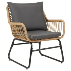 Stuhl ALBEDO Mit Sitzkissen, Moderner Gartenstuhl Aus Polyrattan, Esszimmerstuhl Aus Rattan