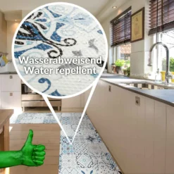 Läufer Küchenläufer Abwischbar Flurläufer Teppichläufer MIRZA Blau Azulejos Robust Breite 48cm Länge 180cm -Vidaxlko Verkaufe 6f09b5a959555306c232180200aade94