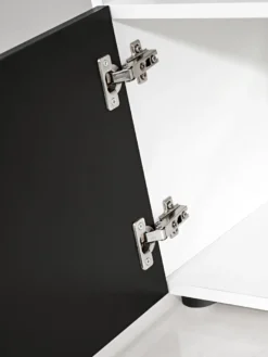 Extreme Furniture T38 TV Schrank | Wohnzimmerschrank Mit 3 Glasböden Und 2 Türen Schwarzer Korpus & Schwarze Fronten -Vidaxlko Verkaufe 7009e01ff73489bec9bc2c0173b86ef8