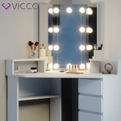 Vicco Eckschminktisch + LED Tilda Weiß 113,3 X 140 X 62,85 Cm Holzwerkstoff -Vidaxlko Verkaufe 7031795d703af91fd26964b1d594d723