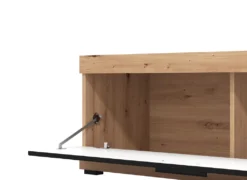 TV-Lowboard Unterschrank HiFi Element Fernsehtisch Wohnzimmer Schrank "Ruma II" Artisan Eiche/Schwarz Matt -Vidaxlko Verkaufe 70634de8d1a839800603362139cb167b