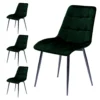 Inter-Furn 4er-Set Esszimmerstühle Triest Samt Dunkelgrün/Metall Schwarz 49 X 86 X 60 Cm