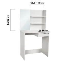 Schminktisch Mit Spiegel - Spiegel 59,5 X 29,5 Cm, Mit Schublade, 2 Ablagefächer, Modern, MDF, Weiß - Frisiertisch, Fris -Vidaxlko Verkaufe 707707a4fd783ccaf4adf91f57920c4a