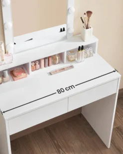 VASAGLE Schminktisch Mit Spiegel Und 2 Schubladen Frisiertisch Kosmetiktisch Mit 3 Offenen Fächern Frisierkommode Modern Weiß -Vidaxlko Verkaufe 708a89092e3e7773c0d4f9d908930ffd