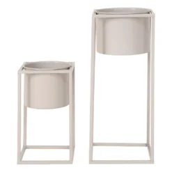 House Nordic 2-tlg. Blumentopf-Set Lena Grau-Beige