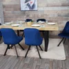 6er-Set Esszimmerstuhl MCW-K25, Küchenstuhl Lehnstuhl Polsterstuhl, Metall Samt Blau