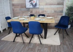 6er-Set Esszimmerstuhl MCW-K25, Küchenstuhl Lehnstuhl Polsterstuhl, Metall Samt Blau