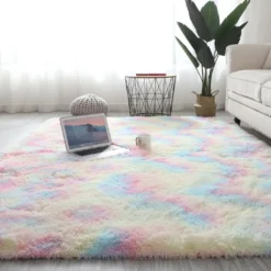 Regenbogen Übergroße Flauschige Teppiche 120*160cm Shaggy Area Rug Esszimmer Schlafzimmer Teppich Bodenmatte