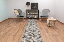 BRUSH Teppichläufer 67x600 Cm Kurzflor Designer Läufer In Grau Antirutsch Gel Basis Teppich