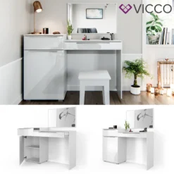 Vicco Schminktisch + Bank Little Lilli Weiß Hochglanz 135 X 90 X 39 Holzwerkstoff