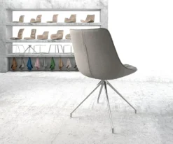 DELIFE Drehstuhl Elda-Flex Stripes Hellgrau Kreuzgestell Konisch Edelstahl 180° Drehbar -Vidaxlko Verkaufe 7499684750fb8b4cf3d9b22416dba0ab