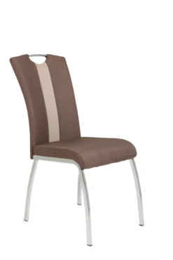 4er Set Vierfußstuhl Amber 3 - Webstoff Braun/Kunstleder Beige - Bügelgriff Und Metallgestell Verchromt -Vidaxlko Verkaufe 74b19124e8e4de090cdd1323ee2799f6