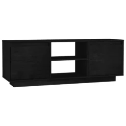 VidaXL TV-Schrank Schwarz 110x30x40 Cm Massivholz Kiefer