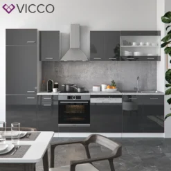 Vicco Küchenzeile R-Line Weiß Anthrazit Hochglanz 300 Cm Holzwerkstoff -Vidaxlko Verkaufe 7654f9a26631ac816e328e28582951d4