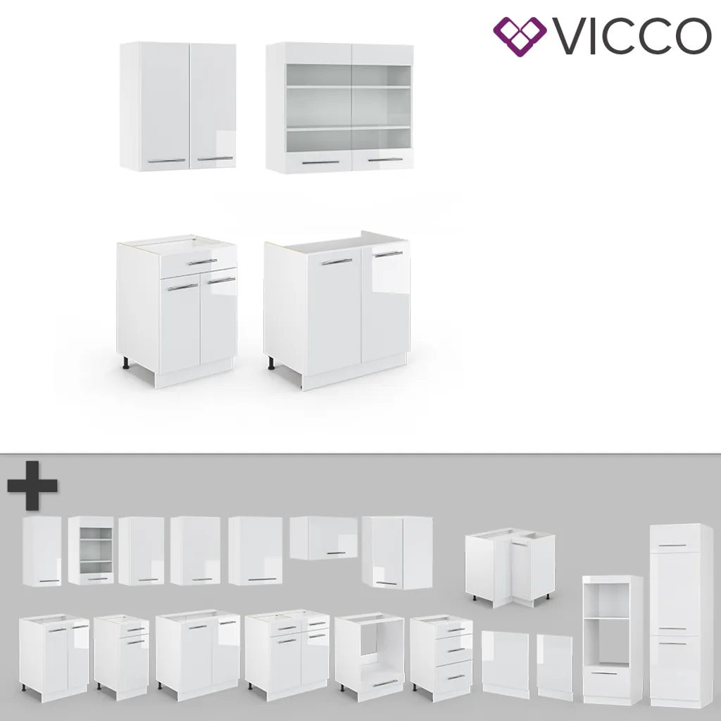 Vicco Küchenzeile Fame-Line Weiß Hochglanz 140 Cm Holzwerkstoff 7 Vicco Küchenzeile Fame-Line Weiß Hochglanz 140 Cm Holzwerkstoff – Bild 7