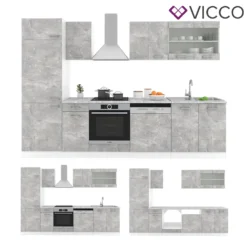 Vicco Küchenzeile R-Line Weiß Beton 300 Cm Holzwerkstoff -Vidaxlko Verkaufe 76a230ca5f8324a1d10168139b0de480