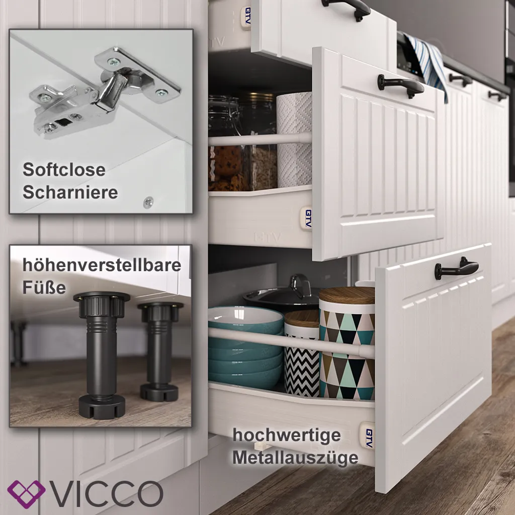 Vicco Küchenzeile Fame-Line Weiß Landhaus 200 Cm Holzwerkstoff 8 Vicco Küchenzeile Fame-Line Weiß Landhaus 200 Cm Holzwerkstoff – Bild 8