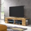 Mirjan24 TV-Lowboard Smart 140, Stehend TV-Schrank Mit LED-Beleuchtung, Stilvoll TV-Möbel, Wohnzimmer (Farbe: Wotan Eiche)