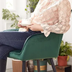 SONGMICS Küchenstuhl Mit Armlehnen Sessel Polsterstuhl Samtbezug Max. 110 Kg LDC088C01 -Vidaxlko Verkaufe 781830f2d64925038ef4bc223b38e3fc