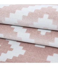 Kurzflor Wohnzimmerteppich Teppich Antikes Karo Muster Rosa Weiss Meliert, Grösse:160x230 Cm -Vidaxlko Verkaufe 78a21262f646e3c51722913576f9bef2