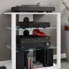 VCM Hifi Möbel Rack Schrank Phono Regal Glas Phono Mediaregal Folas Weiß