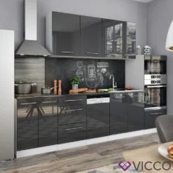 Vicco Küchenzeile Fame-Line Weiß Anthrazit Hochglanz 295 Cm Holzwerkstoff -Vidaxlko Verkaufe 7a033fcd0b0689ca1a75ed893711fc99