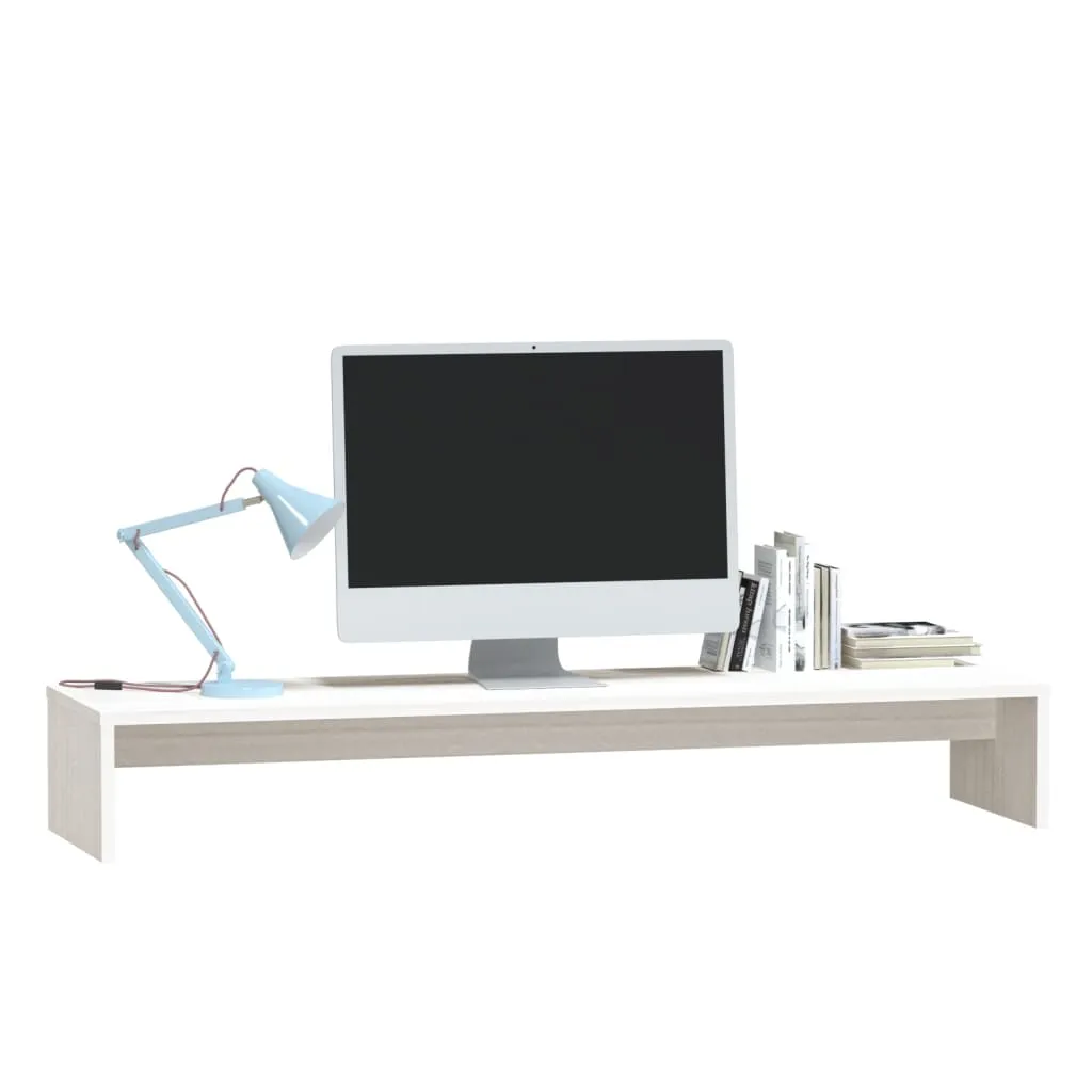 VidaXL Monitorständer Weiß 100x27x15 Cm Massivholz Kiefer 4 VidaXL Monitorständer Weiß 100x27x15 Cm Massivholz Kiefer – Bild 4