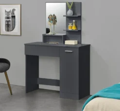 Frisierkommode Mit Spiegel Schrank Und Schublade Frisiertisch 138 X 90 X 38 Cm Schminktisch Mit Ablageflächen Spanplatte Dunkelgrau [en.casa] -Vidaxlko Verkaufe 7b360a613ff178014ce016078630f9be