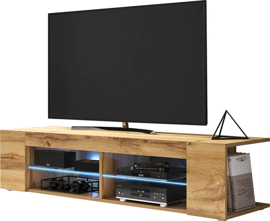 Mirjan24 TV-Lowboard Smart 140, Stehend TV-Schrank Mit LED-Beleuchtung, Stilvoll TV-Möbel, Wohnzimmer (Farbe: Wotan Eiche) 2 Mirjan24 TV-Lowboard Smart 140, Stehend TV-Schrank Mit LED-Beleuchtung, Stilvoll TV-Möbel, Wohnzimmer (Farbe: Wotan Eiche) – Bild 2