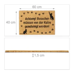 Relaxdays Fußmatte Kokos Katze