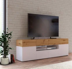 Lowboard Rimini TV-Unterschrank 180cm Weiß Artisan Eiche Grifflos 2-türig