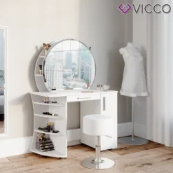 Vicco Schminktisch Frisiertisch Frisierkommode Almina Weiß Mit Spiegel + Hocker -Vidaxlko Verkaufe 7e591935c215fda129e72f5e06bed21f