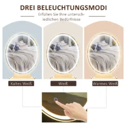 HOMCOM Schminktisch Set Frisierkommode Kosmetiktisch Mit Einstellbarer LED-Beleuchtung Spiegel Gepolsterten Hocker 2 Schubladen Und 1 Lippenstiftraster MDF Stahl Schaumstoff Weiß 80 X 40 X 136 Cm -Vidaxlko Verkaufe 7e7cf4164248c001a54c92c3af64e0ec