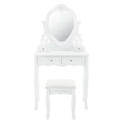 Juskys Schminktisch Julia Mit Spiegel, Hocker & 4 Schubladen, 74 X 40 X 138 Cm, Weiß, Landhausstil, MDF Holz, Kosmetiktisch Frisiertisch Kommode -Vidaxlko Verkaufe 7e8f16ad7dfabc64abc6672e8a685132