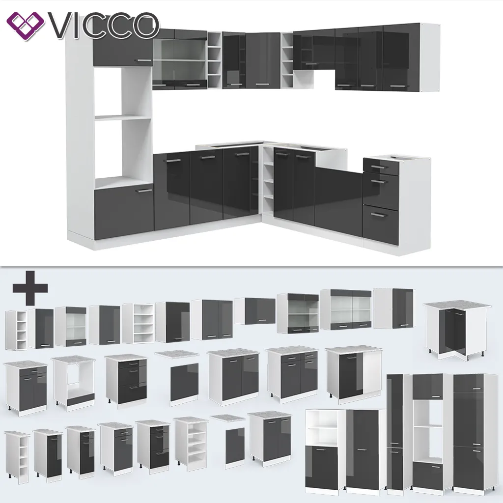 Vicco Eckküchenzeile R-Line Ecke Weiß Anthrazit Hochglanz 247 X 237 Cm Holzwerkstoff 6 Vicco Eckküchenzeile R-Line Ecke Weiß Anthrazit Hochglanz 247 X 237 Cm Holzwerkstoff – Bild 6