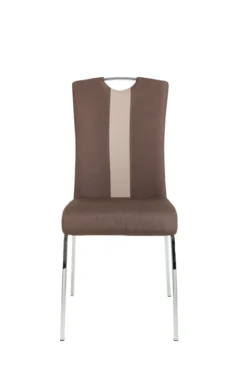 4er Set Vierfußstuhl Amber 3 - Webstoff Braun/Kunstleder Beige - Bügelgriff Und Metallgestell Verchromt -Vidaxlko Verkaufe 8191c6c4fae571dcd1cdb0731833c50b