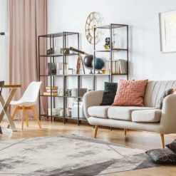 Teppich Wohnzimmer – Gold Grau - Kurzflor- Marmor Optik - Geometrisch, Größe:160 Cm Rund -Vidaxlko Verkaufe 821ab97f61bda8f084578bee2477443c