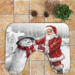 Weihnachtsbad-Set Mit 3 – Badematte, U-förmiger Toilettenvorleger Und Toilettensitzbezug – Schneemann-/Weihnachtsmann-Design -Vidaxlko Verkaufe 83e1ad1efed1040f90930494e429f41d